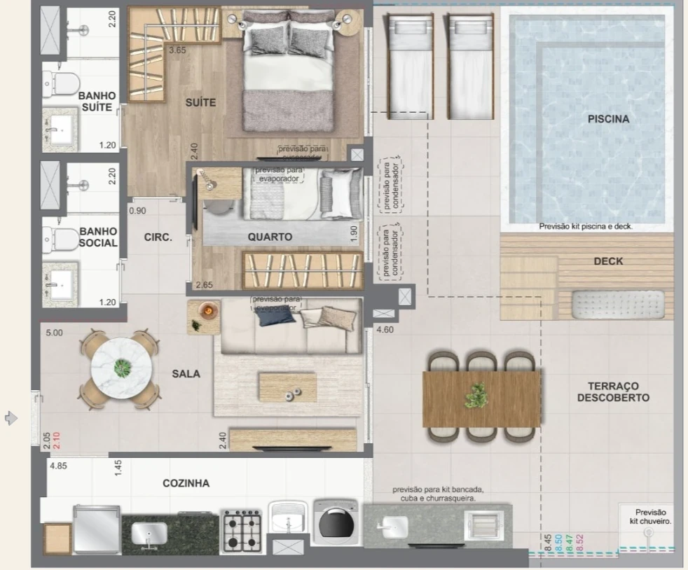 2 quartos garden · Ed. Fiji · 87 a 92 m²