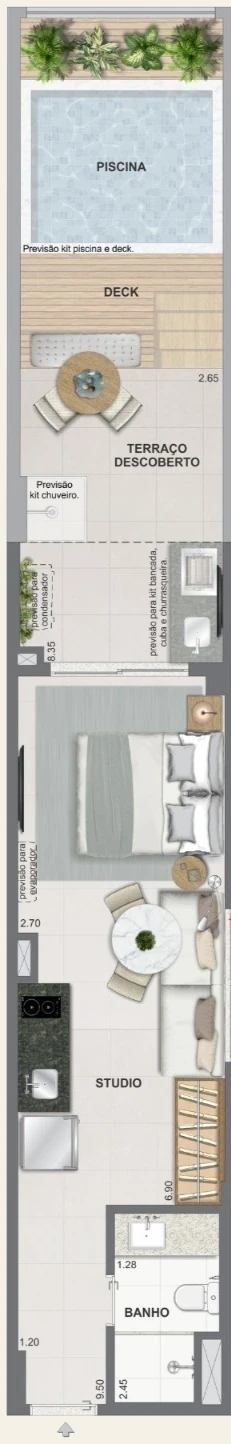 Studio garden · Ed. Polinésia · 52 a 55 m²